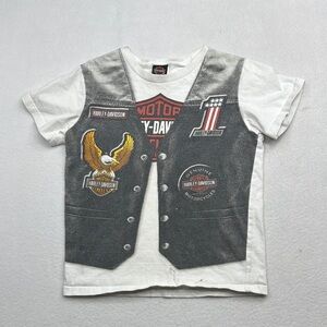 Harley-Davidson White and Gray Short Sleeve Tee vintage size 6 unisex biker vest